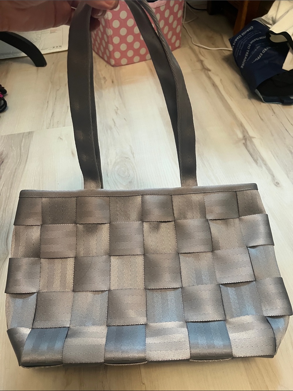 Harveys Woven Ribbon Tote in Gray
